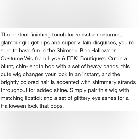 NEW! Hyde & EEK! BOUTIQUE- Adult Red Shimmer Bob Halloween Costume Wig - Picture 4 of 6